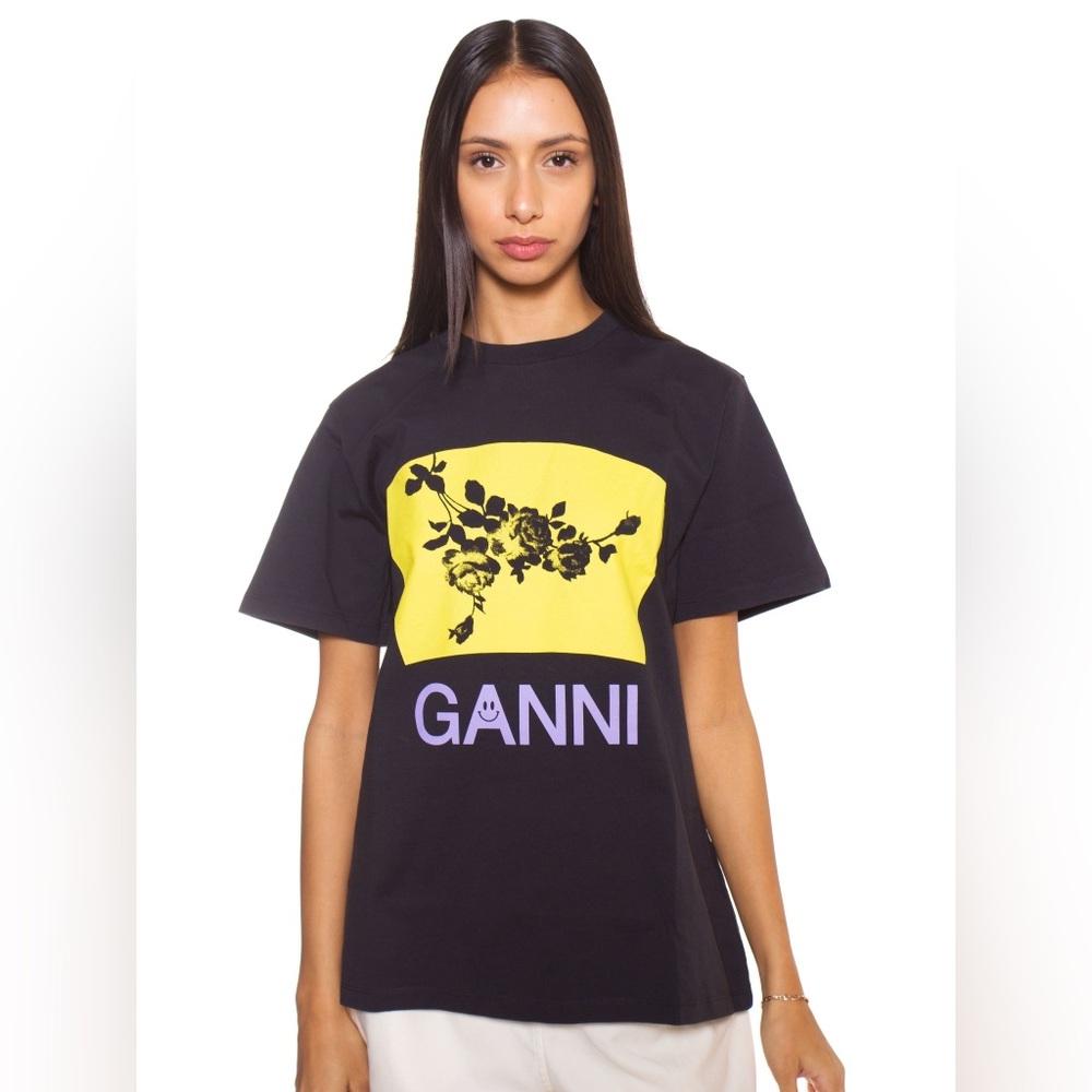 Ganni Short Sleeve Shirt Black Size Medium